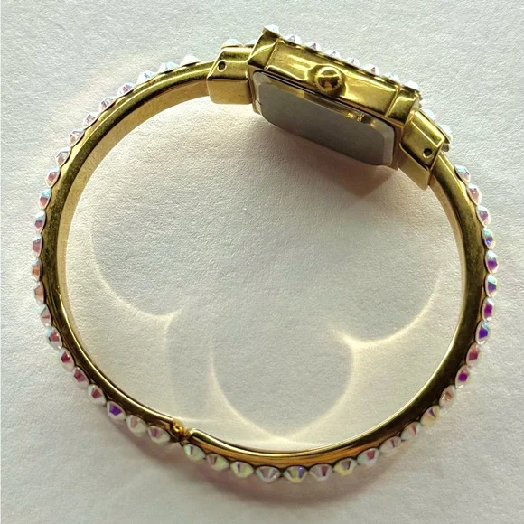 Vintage Kirks Folly Aurora Borealis Crystal Bangle Watch Gold Tone - Picture 7 of 9